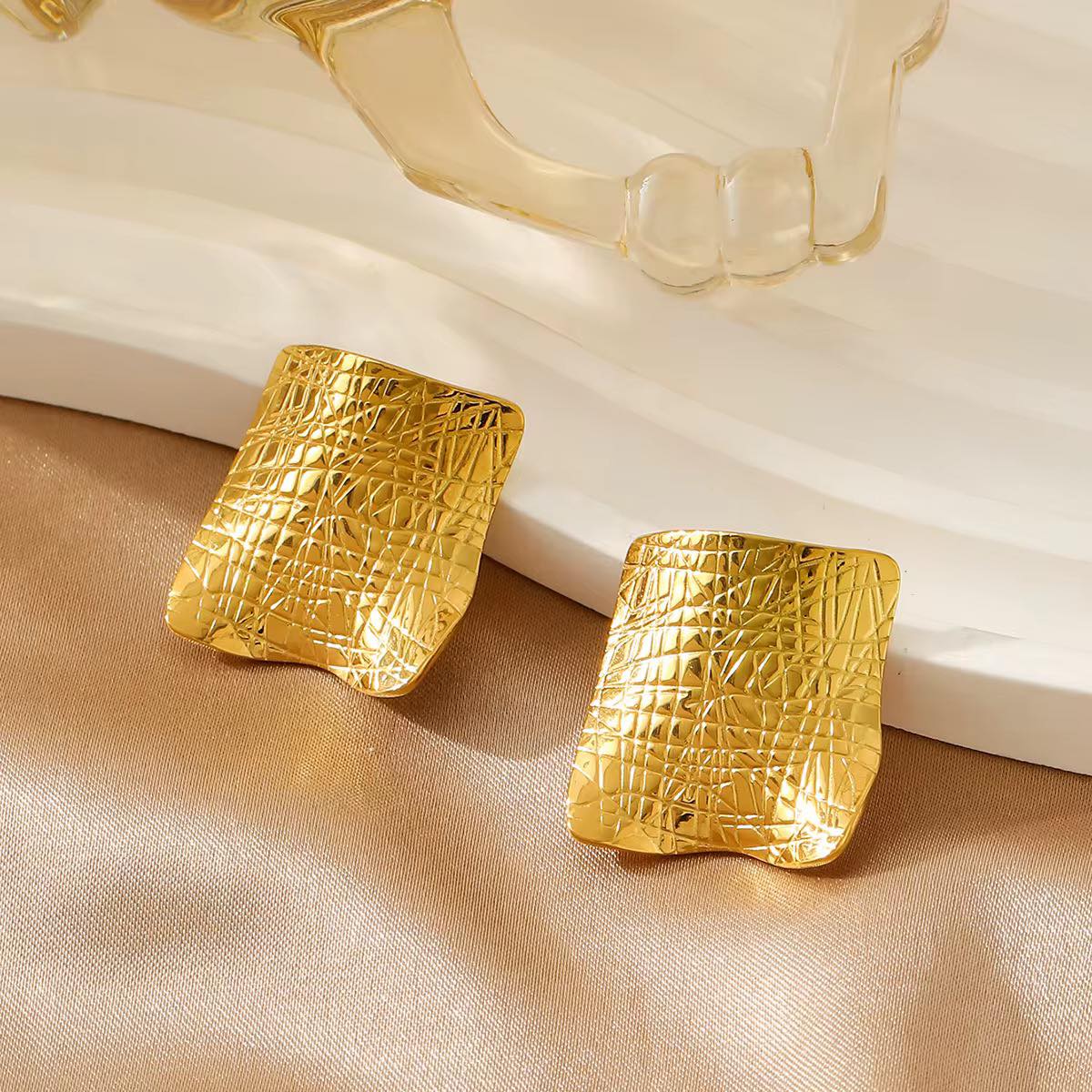 Plaque Gold Earrings