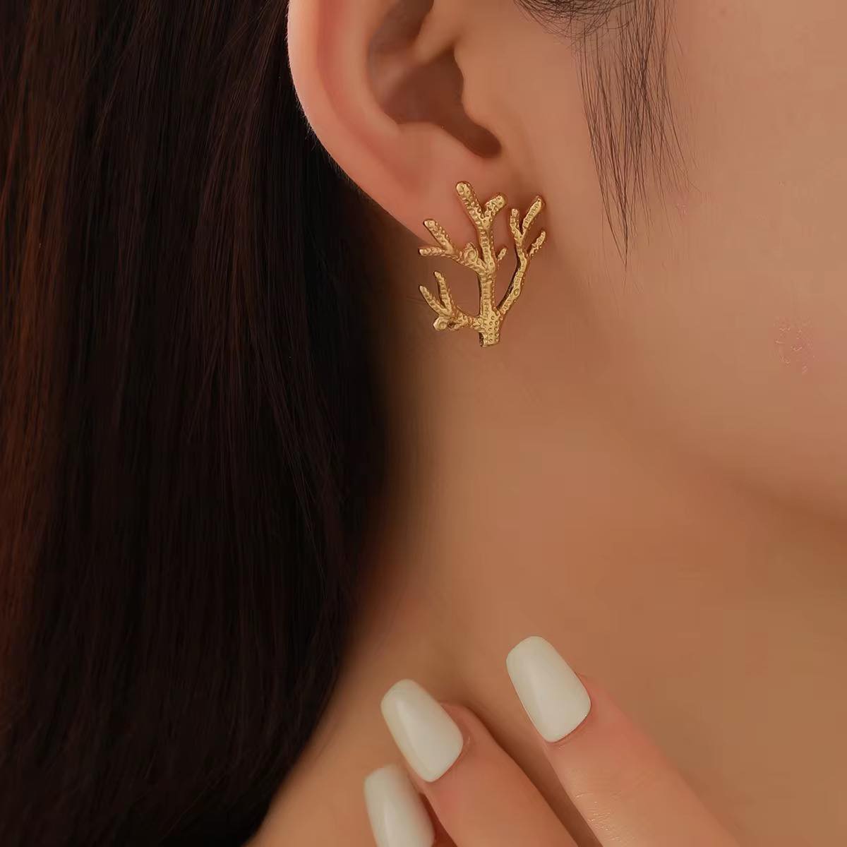 Boucles d'oreille Branche dorée